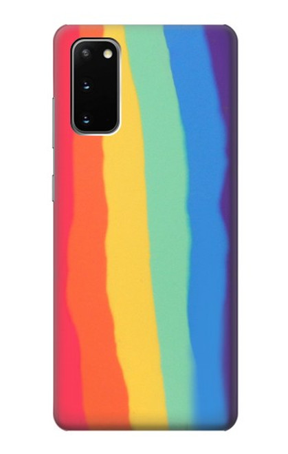 S3799 Arc-en-ciel aquarelle vertical mignon Etui Coque Housse pour Samsung Galaxy S20