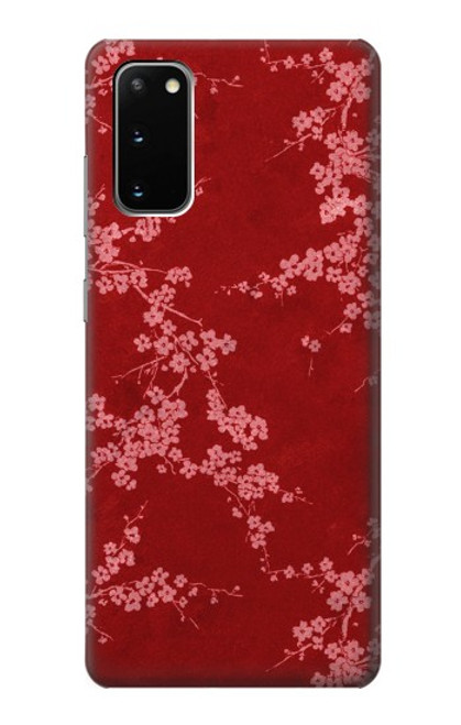 S3817 Motif de fleurs de cerisier floral rouge Etui Coque Housse pour Samsung Galaxy S20