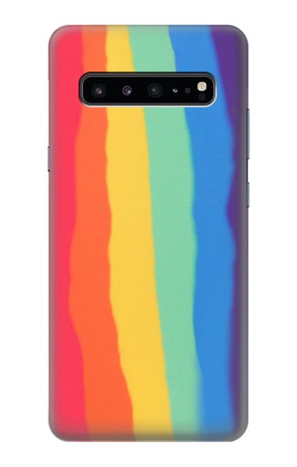 S3799 Arc-en-ciel aquarelle vertical mignon Etui Coque Housse pour Samsung Galaxy S10 5G