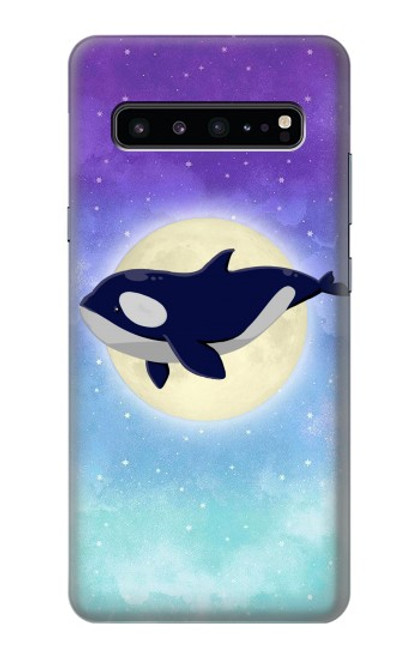 S3807 Killer Whale Orca Lune Pastel Fantaisie Etui Coque Housse pour Samsung Galaxy S10 5G