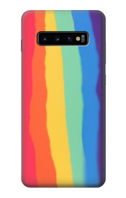 S3799 Arc-en-ciel aquarelle vertical mignon Etui Coque Housse pour Samsung Galaxy S10 Plus