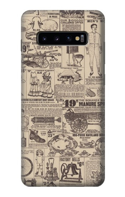 S3819 Papier Vintage rétro Etui Coque Housse pour Samsung Galaxy S10 Plus