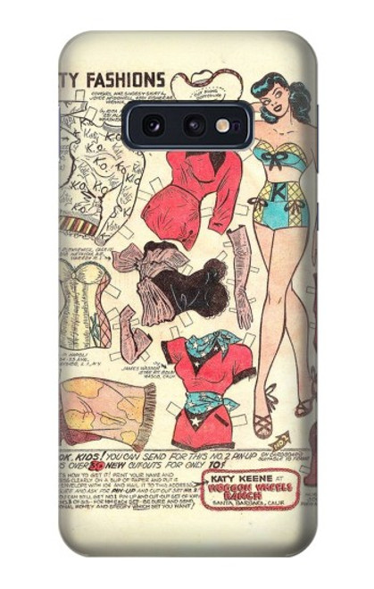 S3820 Poupée de papier de mode de cow-girl vintage Etui Coque Housse pour Samsung Galaxy S10e