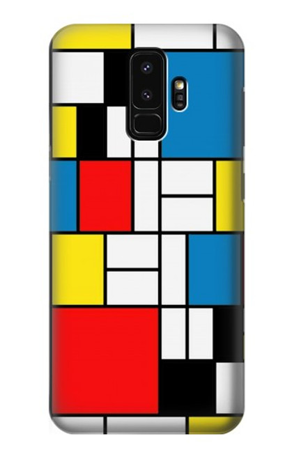S3814 Composition de dessin au trait Piet Mondrian Etui Coque Housse pour Samsung Galaxy S9 Plus