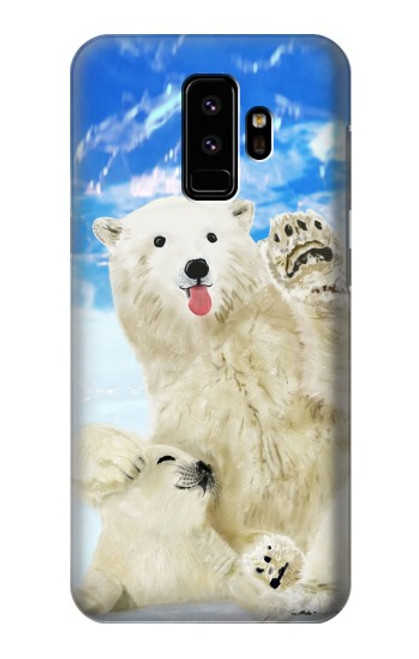 S3794 Ours polaire arctique amoureux de la peinture de phoque Etui Coque Housse pour Samsung Galaxy S9