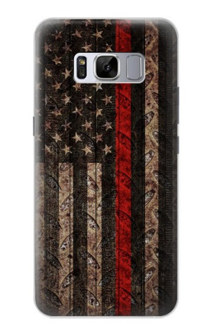 S3804 Graphique de drapeau de ligne rouge en métal de pompier Etui Coque Housse pour Samsung Galaxy S8 Plus