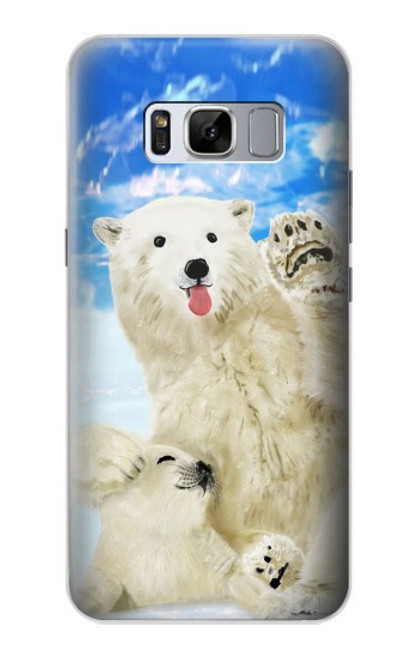 S3794 Ours polaire arctique amoureux de la peinture de phoque Etui Coque Housse pour Samsung Galaxy S8