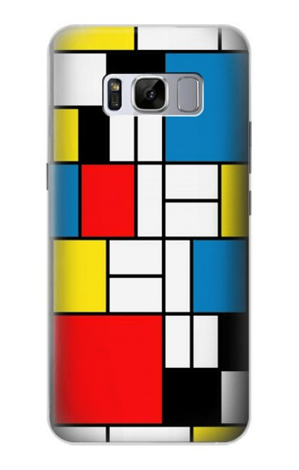S3814 Composition de dessin au trait Piet Mondrian Etui Coque Housse pour Samsung Galaxy S8