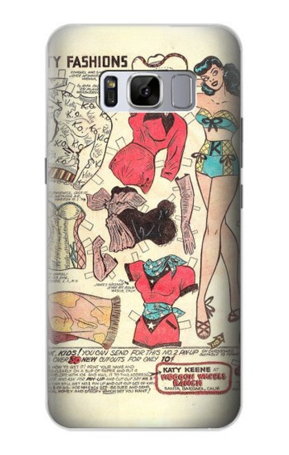 S3820 Poupée de papier de mode de cow-girl vintage Etui Coque Housse pour Samsung Galaxy S8