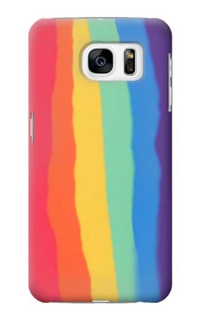 S3799 Arc-en-ciel aquarelle vertical mignon Etui Coque Housse pour Samsung Galaxy S7