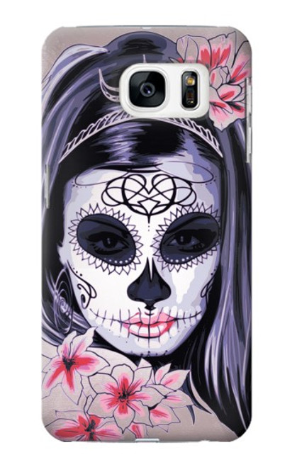 S3821 Sugar Skull Steampunk Fille Gothique Etui Coque Housse pour Samsung Galaxy S7