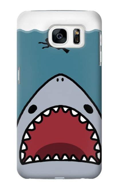 S3825 Plongée en mer de requin de dessin animé Etui Coque Housse pour Samsung Galaxy S7