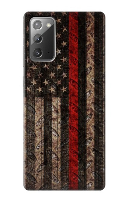 S3804 Graphique de drapeau de ligne rouge en métal de pompier Etui Coque Housse pour Samsung Galaxy Note 20