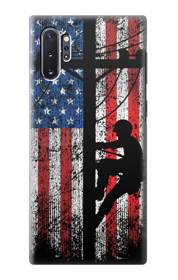 S3803 Électricien monteur de lignes drapeau américain Etui Coque Housse pour Samsung Galaxy Note 10 Plus
