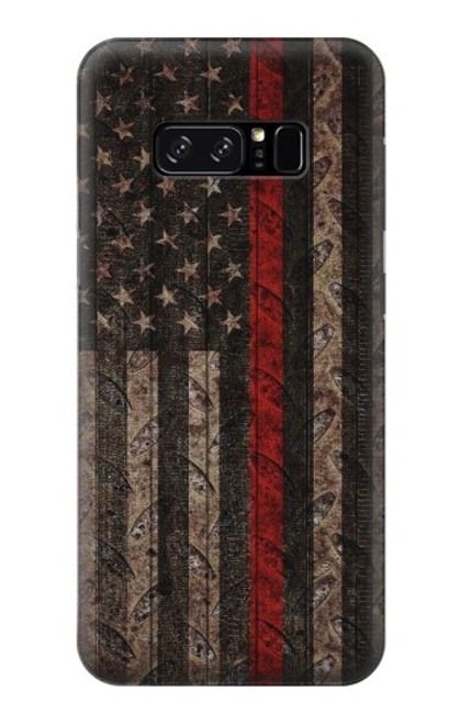 S3804 Graphique de drapeau de ligne rouge en métal de pompier Etui Coque Housse pour Note 8 Samsung Galaxy Note8