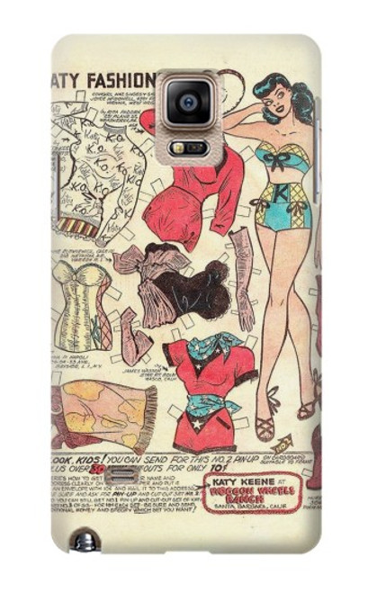 S3820 Poupée de papier de mode de cow-girl vintage Etui Coque Housse pour Samsung Galaxy Note 4