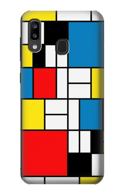 S3814 Composition de dessin au trait Piet Mondrian Etui Coque Housse pour Samsung Galaxy A20, Galaxy A30