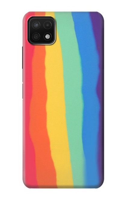 S3799 Arc-en-ciel aquarelle vertical mignon Etui Coque Housse pour Samsung Galaxy A22 5G