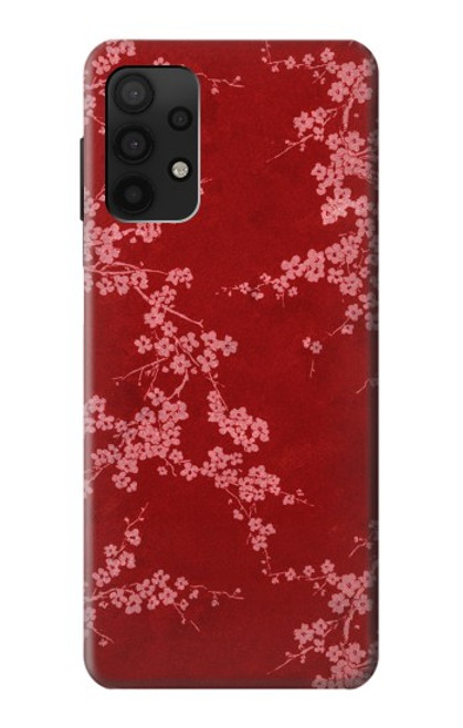 S3817 Motif de fleurs de cerisier floral rouge Etui Coque Housse pour Samsung Galaxy A32 4G