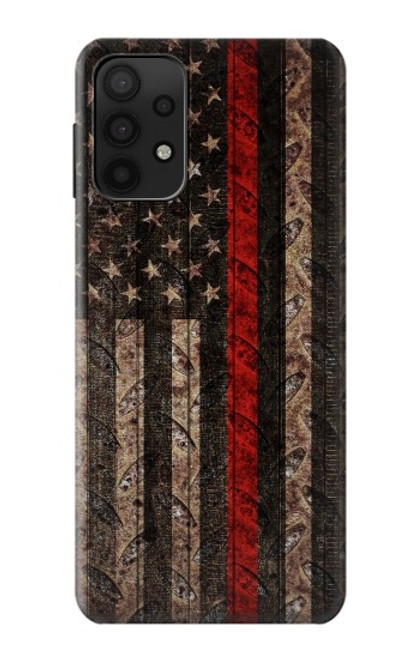 S3804 Graphique de drapeau de ligne rouge en métal de pompier Etui Coque Housse pour Samsung Galaxy A32 5G