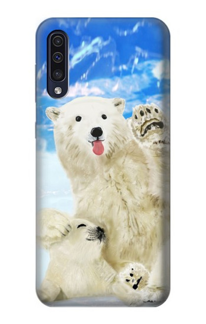 S3794 Ours polaire arctique amoureux de la peinture de phoque Etui Coque Housse pour Samsung Galaxy A50