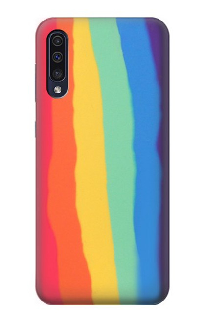 S3799 Arc-en-ciel aquarelle vertical mignon Etui Coque Housse pour Samsung Galaxy A50