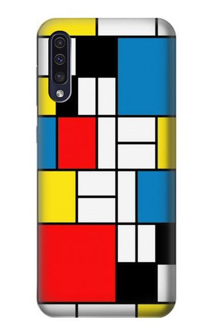 S3814 Composition de dessin au trait Piet Mondrian Etui Coque Housse pour Samsung Galaxy A50