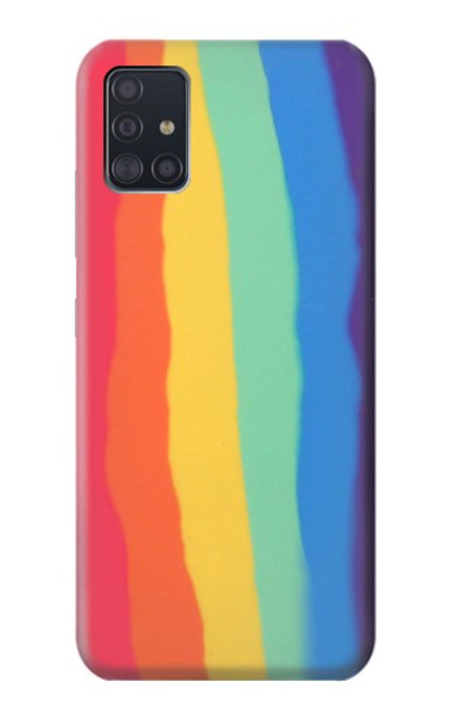 S3799 Arc-en-ciel aquarelle vertical mignon Etui Coque Housse pour Samsung Galaxy A51 5G