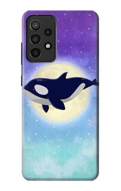 S3807 Killer Whale Orca Lune Pastel Fantaisie Etui Coque Housse pour Samsung Galaxy A52, Galaxy A52 5G