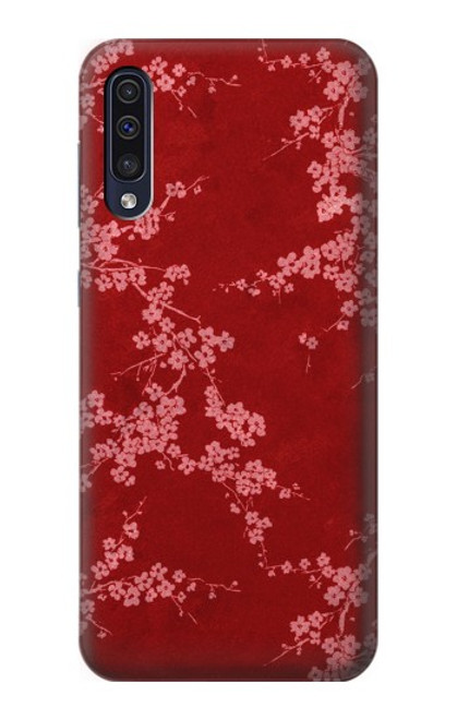 S3817 Motif de fleurs de cerisier floral rouge Etui Coque Housse pour Samsung Galaxy A70