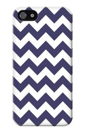 S2345 Navy Blue Shavron Zig Zag Pattern Etui Coque Housse pour iPhone 5 5S SE