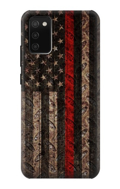 S3804 Graphique de drapeau de ligne rouge en métal de pompier Etui Coque Housse pour Samsung Galaxy A02s, Galaxy M02s