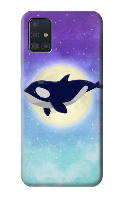 S3807 Killer Whale Orca Lune Pastel Fantaisie Etui Coque Housse pour Samsung Galaxy A51