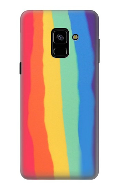 S3799 Arc-en-ciel aquarelle vertical mignon Etui Coque Housse pour Samsung Galaxy A8 (2018)