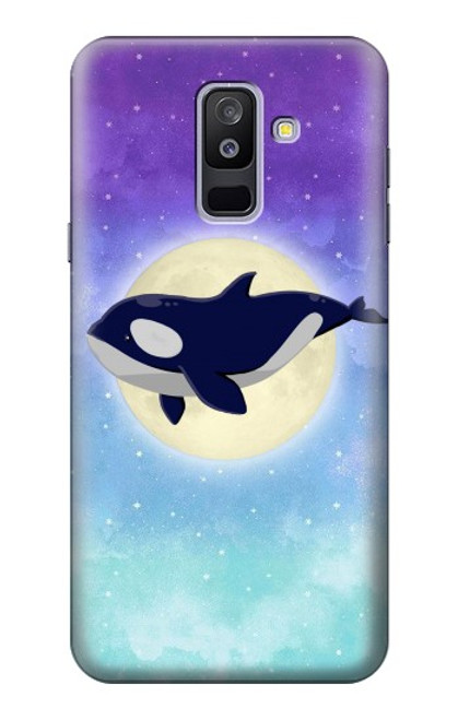 S3807 Killer Whale Orca Lune Pastel Fantaisie Etui Coque Housse pour Samsung Galaxy A6+ (2018), J8 Plus 2018, A6 Plus 2018