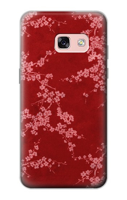 S3817 Motif de fleurs de cerisier floral rouge Etui Coque Housse pour Samsung Galaxy A3 (2017)