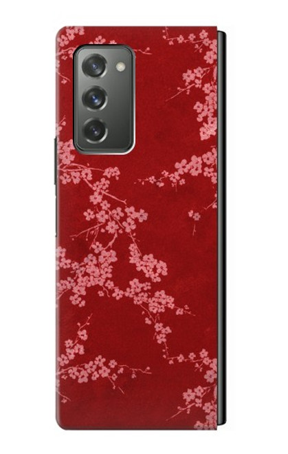 S3817 Motif de fleurs de cerisier floral rouge Etui Coque Housse pour Samsung Galaxy Z Fold2 5G