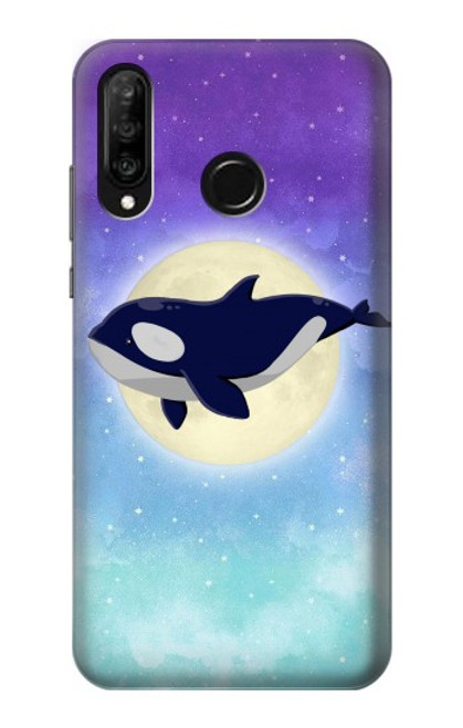 S3807 Killer Whale Orca Lune Pastel Fantaisie Etui Coque Housse pour Huawei P30 lite