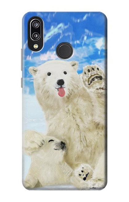 S3794 Ours polaire arctique amoureux de la peinture de phoque Etui Coque Housse pour Huawei P20 Lite