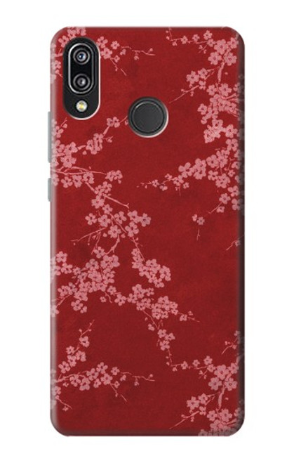 S3817 Motif de fleurs de cerisier floral rouge Etui Coque Housse pour Huawei P20 Lite