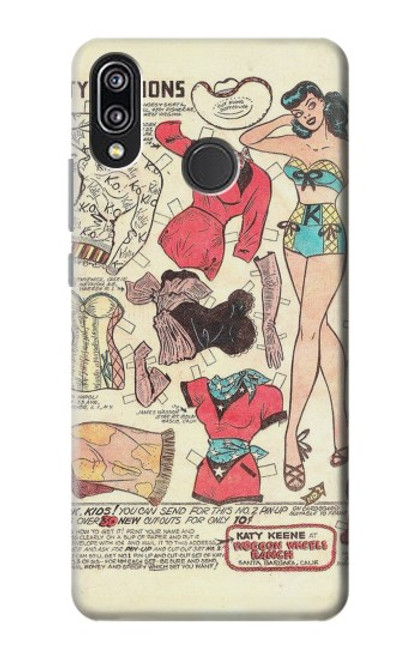 S3820 Poupée de papier de mode de cow-girl vintage Etui Coque Housse pour Huawei P20 Lite