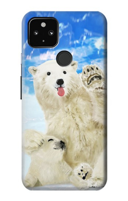 S3794 Ours polaire arctique amoureux de la peinture de phoque Etui Coque Housse pour Google Pixel 4a 5G