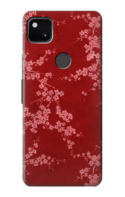 S3817 Motif de fleurs de cerisier floral rouge Etui Coque Housse pour Google Pixel 4a