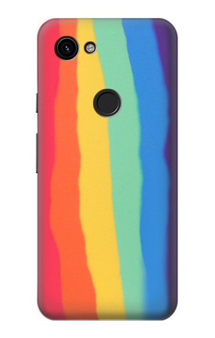 S3799 Arc-en-ciel aquarelle vertical mignon Etui Coque Housse pour Google Pixel 3a