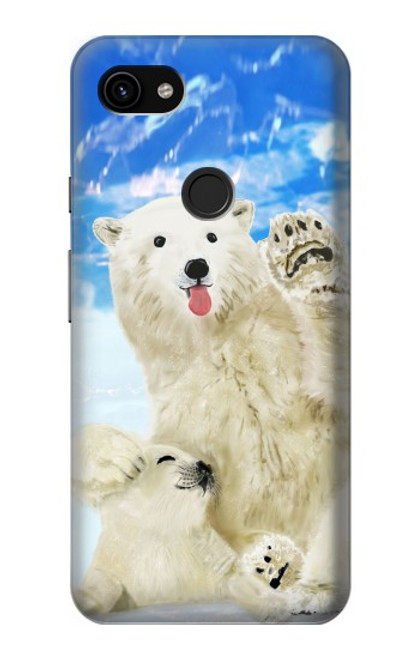 S3794 Ours polaire arctique amoureux de la peinture de phoque Etui Coque Housse pour Google Pixel 3a XL