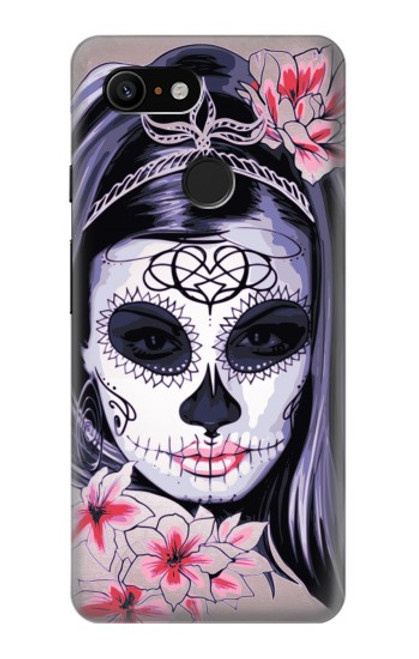 S3821 Sugar Skull Steampunk Fille Gothique Etui Coque Housse pour Google Pixel 3