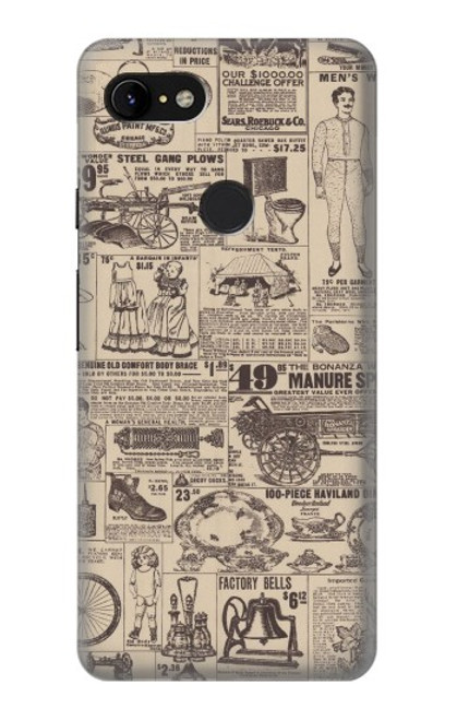 S3819 Papier Vintage rétro Etui Coque Housse pour Google Pixel 3 XL