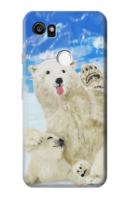 S3794 Ours polaire arctique amoureux de la peinture de phoque Etui Coque Housse pour Google Pixel 2 XL