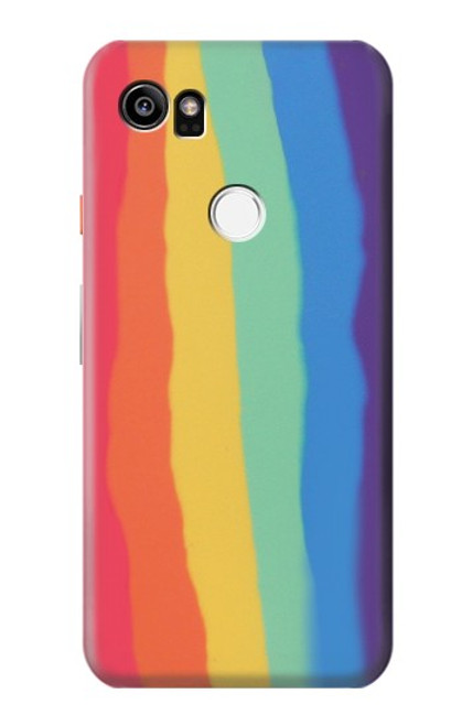 S3799 Arc-en-ciel aquarelle vertical mignon Etui Coque Housse pour Google Pixel 2 XL