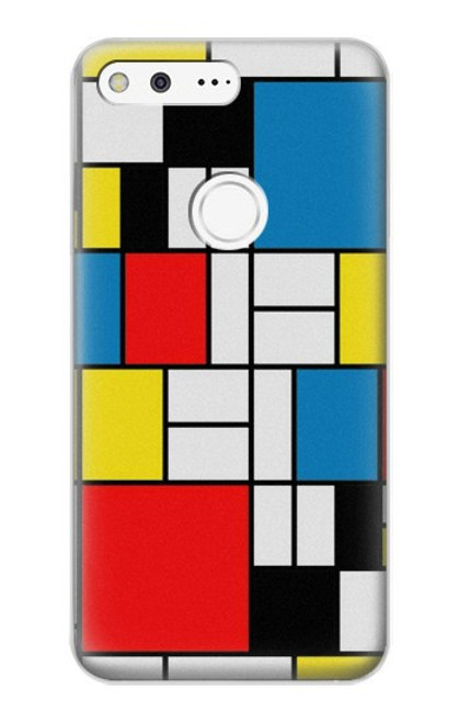 S3814 Composition de dessin au trait Piet Mondrian Etui Coque Housse pour Google Pixel XL